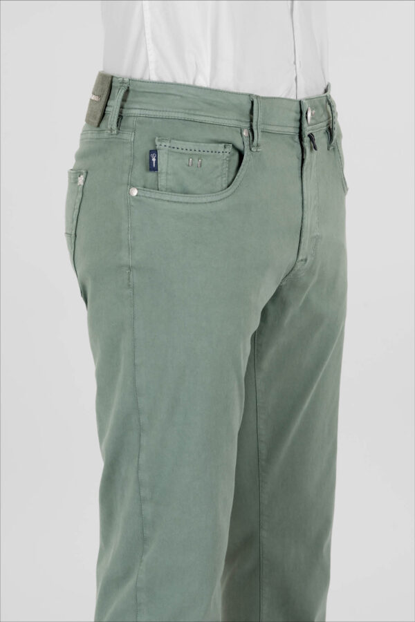 Sartoria Tramarossa PANTALONE LEONARDO ZIP SS SLIM IN GABARDINA DI COTONE STRETCH VERDE Acquista Ora