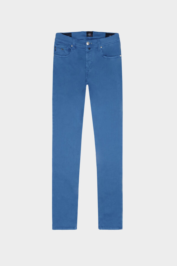 Sartoria Tramarossa PANTALONE LEONARDO ZIP SS SLIM IN GABARDINA DI COTONE STRETCH BLU MEDIO