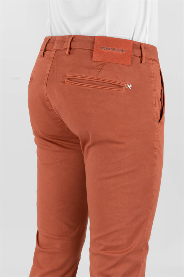 Sartoria Tramarossa PANTALONE LUIS SLIM IN GABARDINA LEGGERA DI COTONE STRETCH ARANCIONE Promozione Limitata