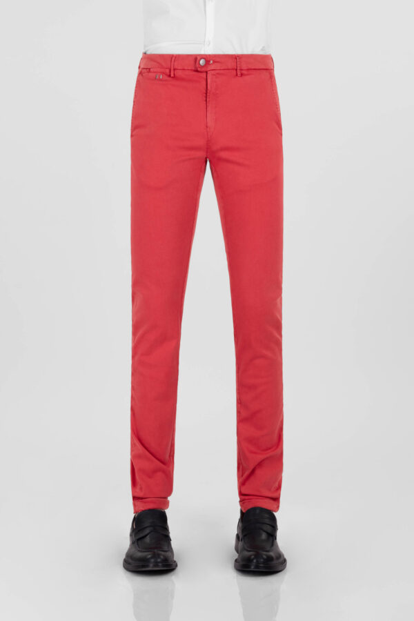 Sartoria Tramarossa PANTALONE LUIS SLIM IN GABARDINA LEGGERA DI COTONE STRETCH ROSSO Shopping Online