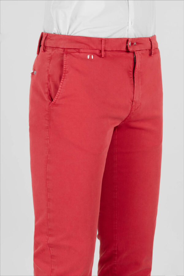 Sartoria Tramarossa PANTALONE LUIS SLIM IN GABARDINA LEGGERA DI COTONE STRETCH ROSSO Shopping Online