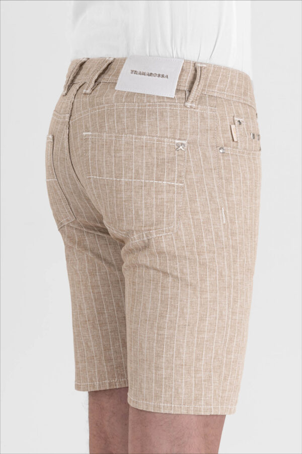 Sartoria Tramarossa PANTALONE ASCANIO CORTO IN DENIM STAMPATO BEIGE Novità