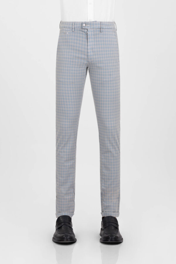 Sartoria Tramarossa PANTALONE LUIS SLIM IN GABARDINA LEGGERA DI COTONE CON STAMPA ESTERNA STRETCH GRIGIO Offerta
