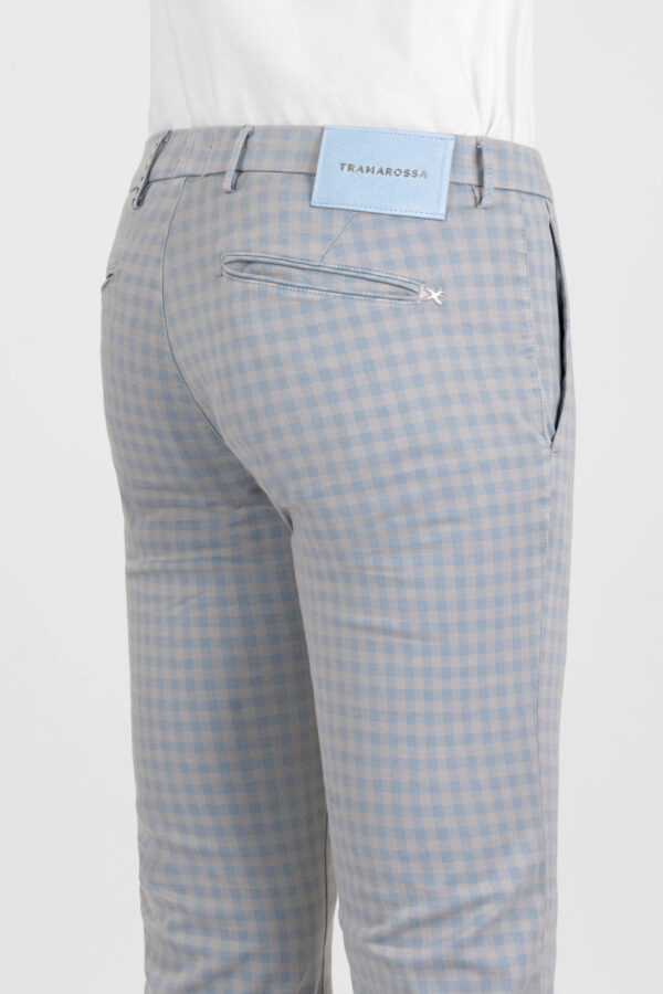 Sartoria Tramarossa PANTALONE LUIS SLIM IN GABARDINA LEGGERA DI COTONE CON STAMPA ESTERNA STRETCH GRIGIO Offerta