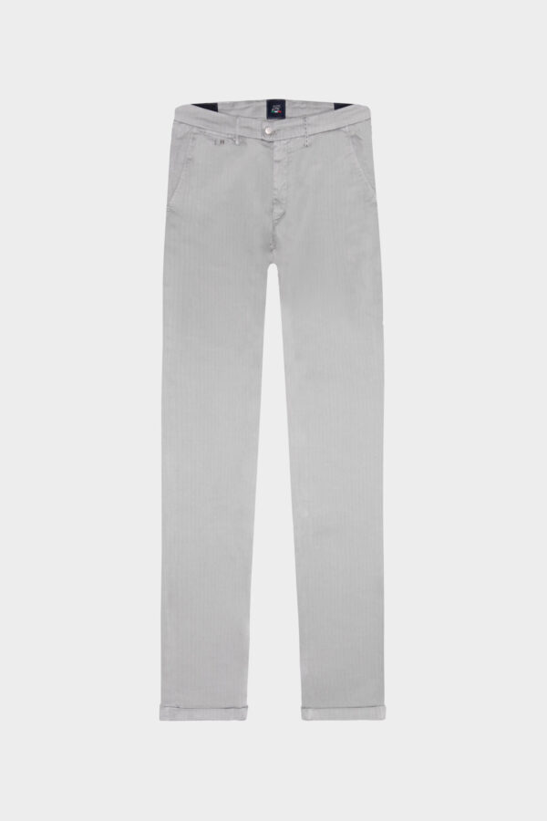 Sartoria Tramarossa PANTALONE LUIS SLIM IN GABARDINA LEGGERA DI COTONE CON STAMPA ESTERNA STRETCH GRIGIO