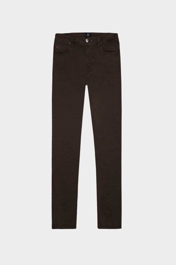 Sartoria Tramarossa PANTALONE LEONARDO ZIP SS SLIM IN GABARDINA LEGGERA STRETCH MARRONE
