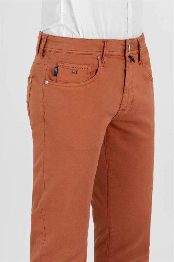 Sartoria Tramarossa PANTALONE LEONARDO ZIP SS SLIM IN GABARDINA DI COTONE STRETCH ARANCIONE Outlet