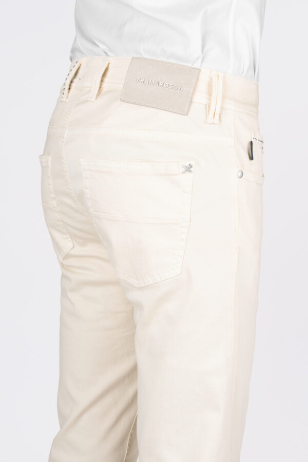 Sartoria Tramarossa PANTALONE LEONARDO ZIP SS SLIM IN GABARDINA DI COTONE STRETCH BEIGE In Vendita