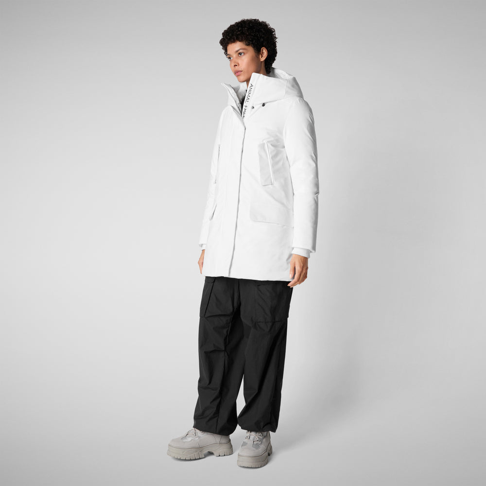 Save the duck PARKA DONNA CON CAPPUCCIO SOLEIL WHITE Outlet