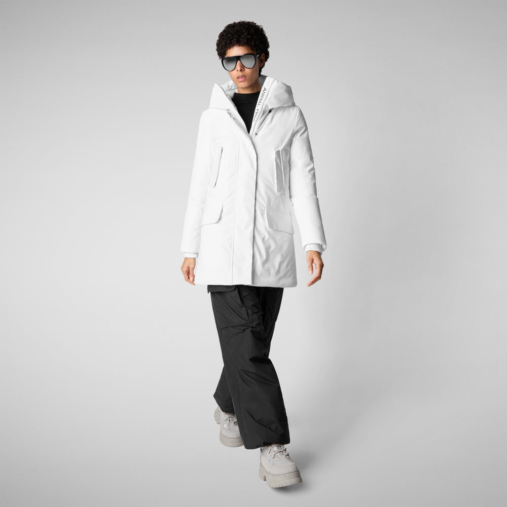 Save the duck PARKA DONNA CON CAPPUCCIO SOLEIL WHITE Outlet