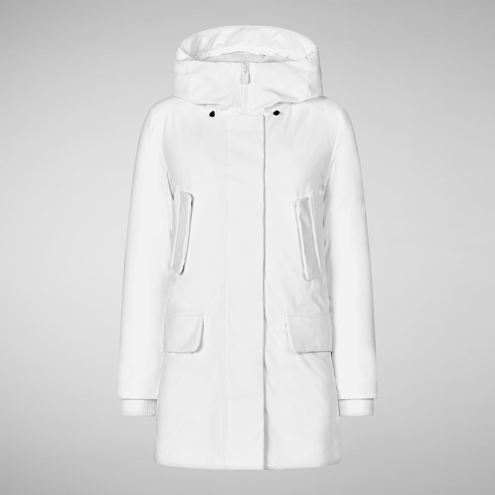 Save the duck PARKA DONNA CON CAPPUCCIO SOLEIL WHITE Outlet