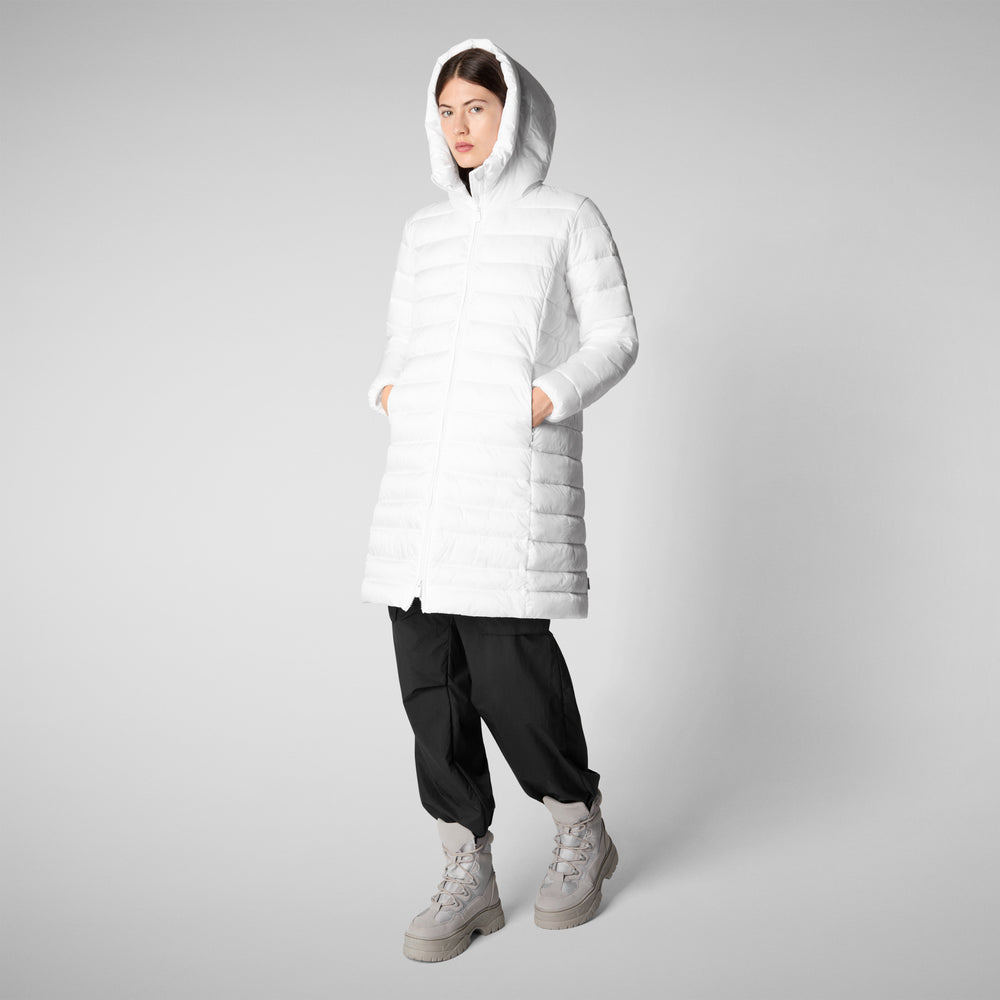 Save the duck PIUMINO ANIMAL FREE CON CAPPUCCIO DONNA SAFFRON BIANCO Saldi