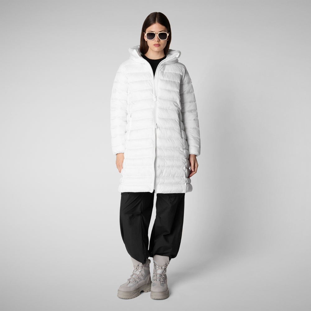 Save the duck PIUMINO ANIMAL FREE CON CAPPUCCIO DONNA SAFFRON BIANCO Saldi