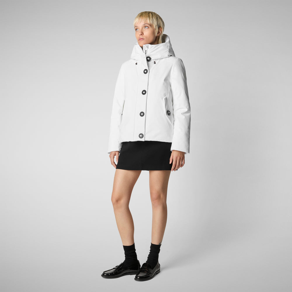 Save the duck PARKA DONNA CON CAPPUCCIO SHANON WHITE Vendita Calda