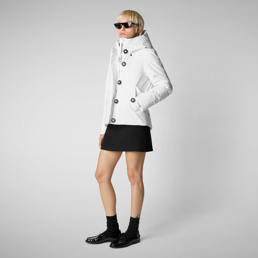 Save the duck PARKA DONNA CON CAPPUCCIO SHANON WHITE Vendita Calda