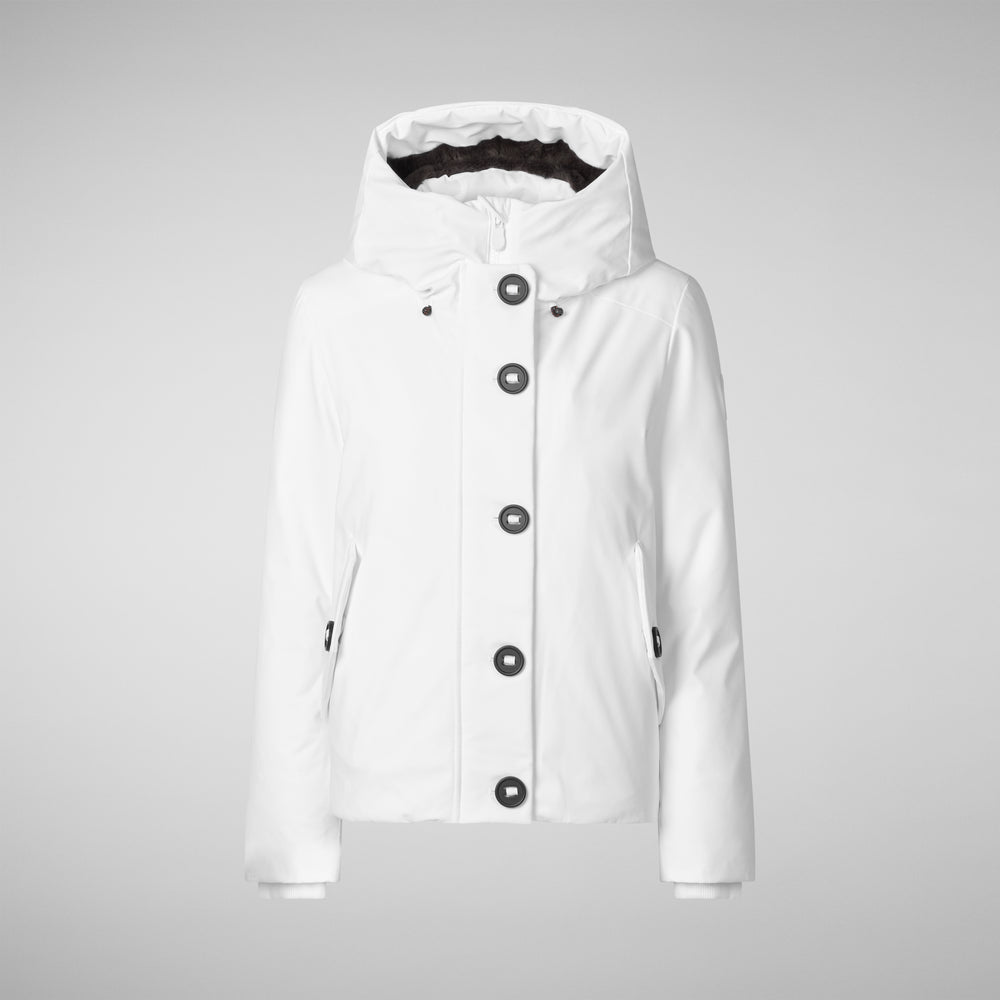 Save the duck PARKA DONNA CON CAPPUCCIO SHANON WHITE Vendita Calda