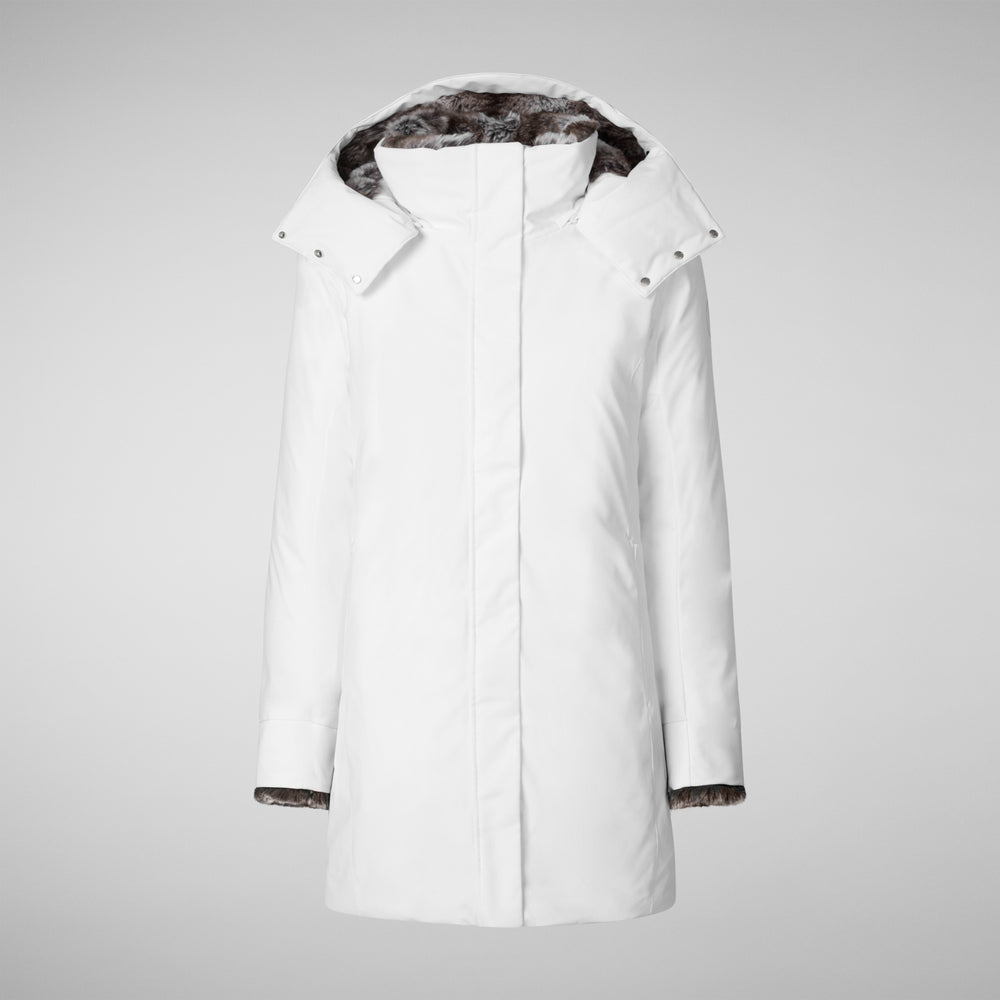 Save the duck PARKA DONNA CON CAPPUCCIO SAMANTAH WHITE Vendita Economica