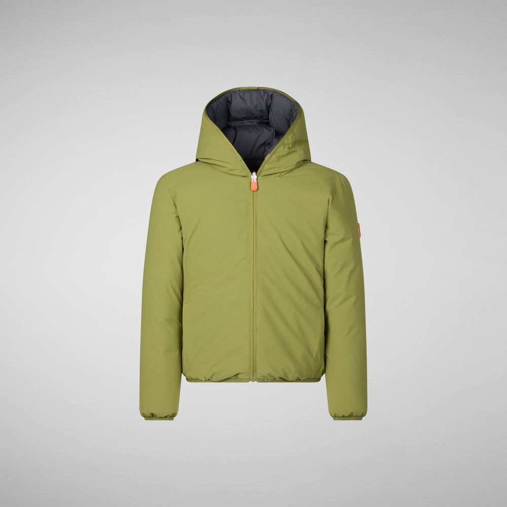 Save the duck GIACCA CON CAPPUCCIO BAMBINO OLIVER LIZARD GREEN