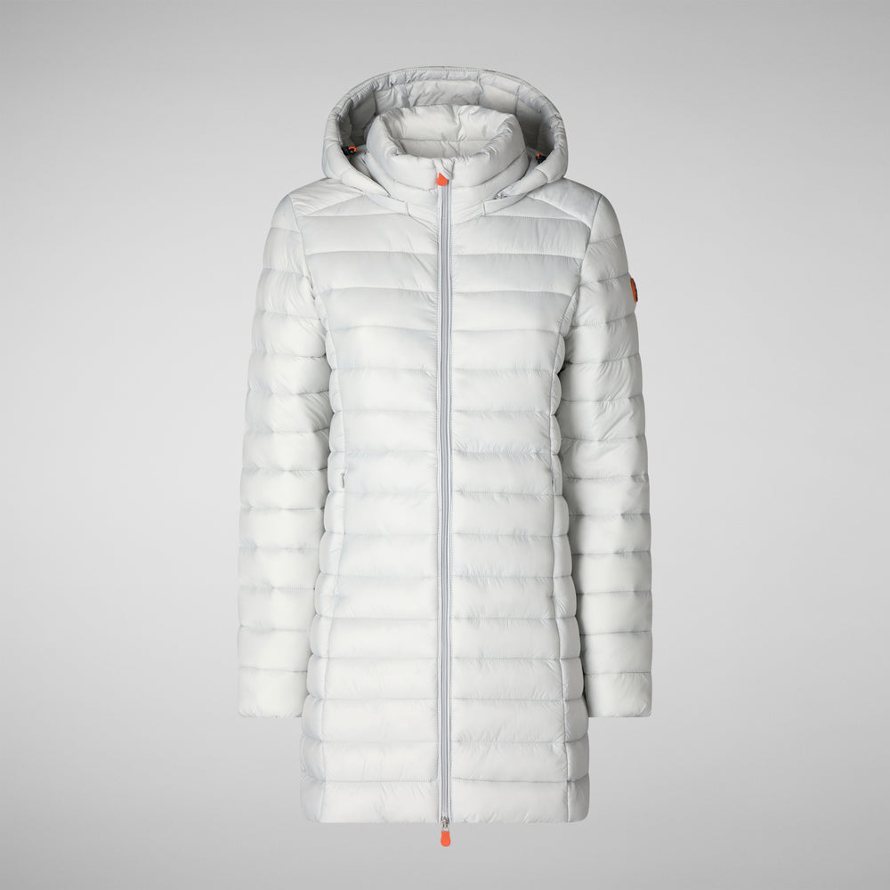 Save the duck PIUMINO ANIMAL FREE CON CAPPUCCIO DONNA CAROL GRIGIO GHIACCIO Sconto