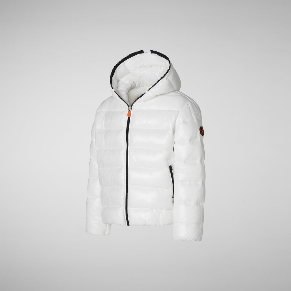 Save the duck BOMBER CON CAPPUCCIO BAMBINA IMARA BIANCO Saldi Di Fabbrica