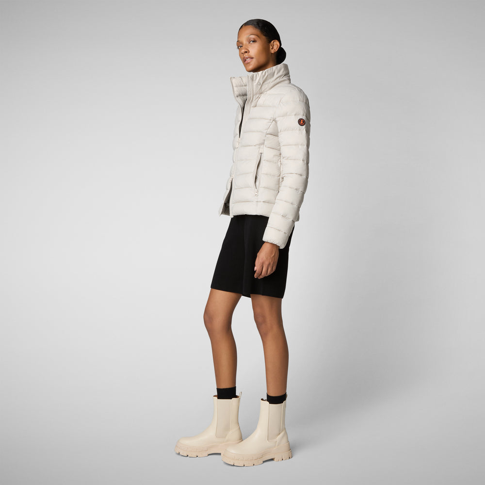 Save the duck PIUMINO ANIMAL FREE CON CAPPUCCIO DONNA AMELIE BEIGE CHIARO Consegna Veloce