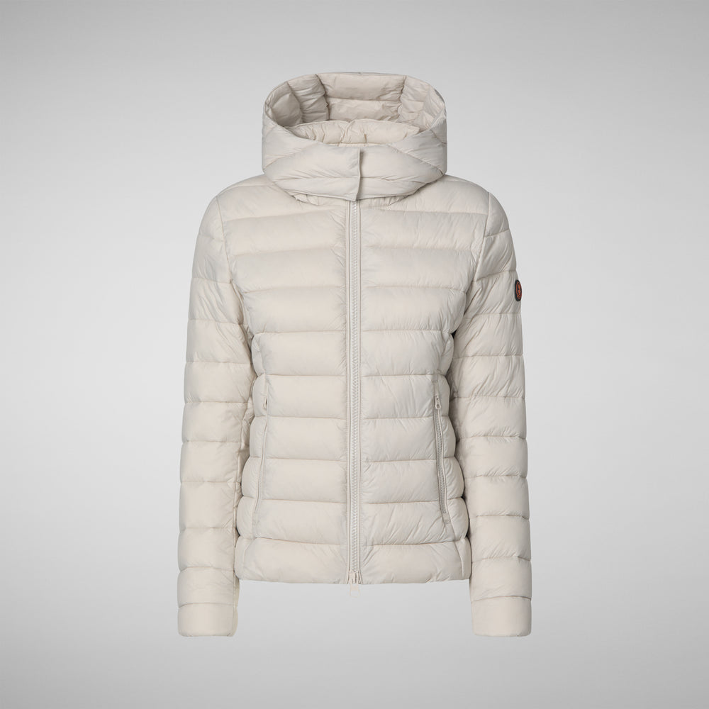Save the duck PIUMINO ANIMAL FREE CON CAPPUCCIO DONNA AMELIE BEIGE CHIARO Consegna Veloce