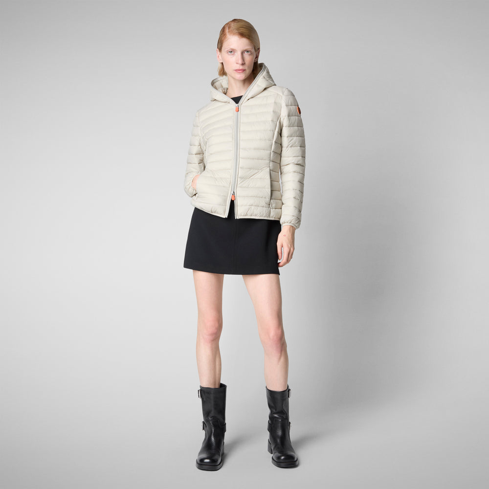 Save the duck Piumino animal free con cappuccio donna Daisy Beige chiaro