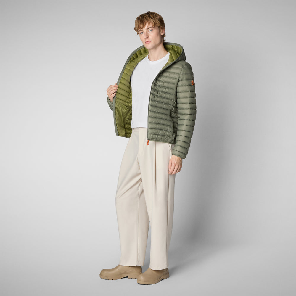 Save the duck PIUMINO ANIMAL FREE CON CAPPUCCIO UOMO DONALD VERDE PALUDE Soddisfazione Garantita
