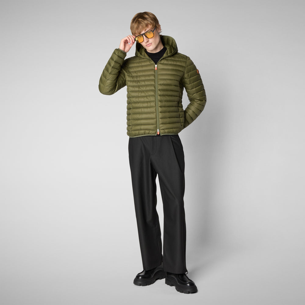 Save the duck Piumino animal free con cappuccio uomo Donald Verde oliva Promozione Limitata
