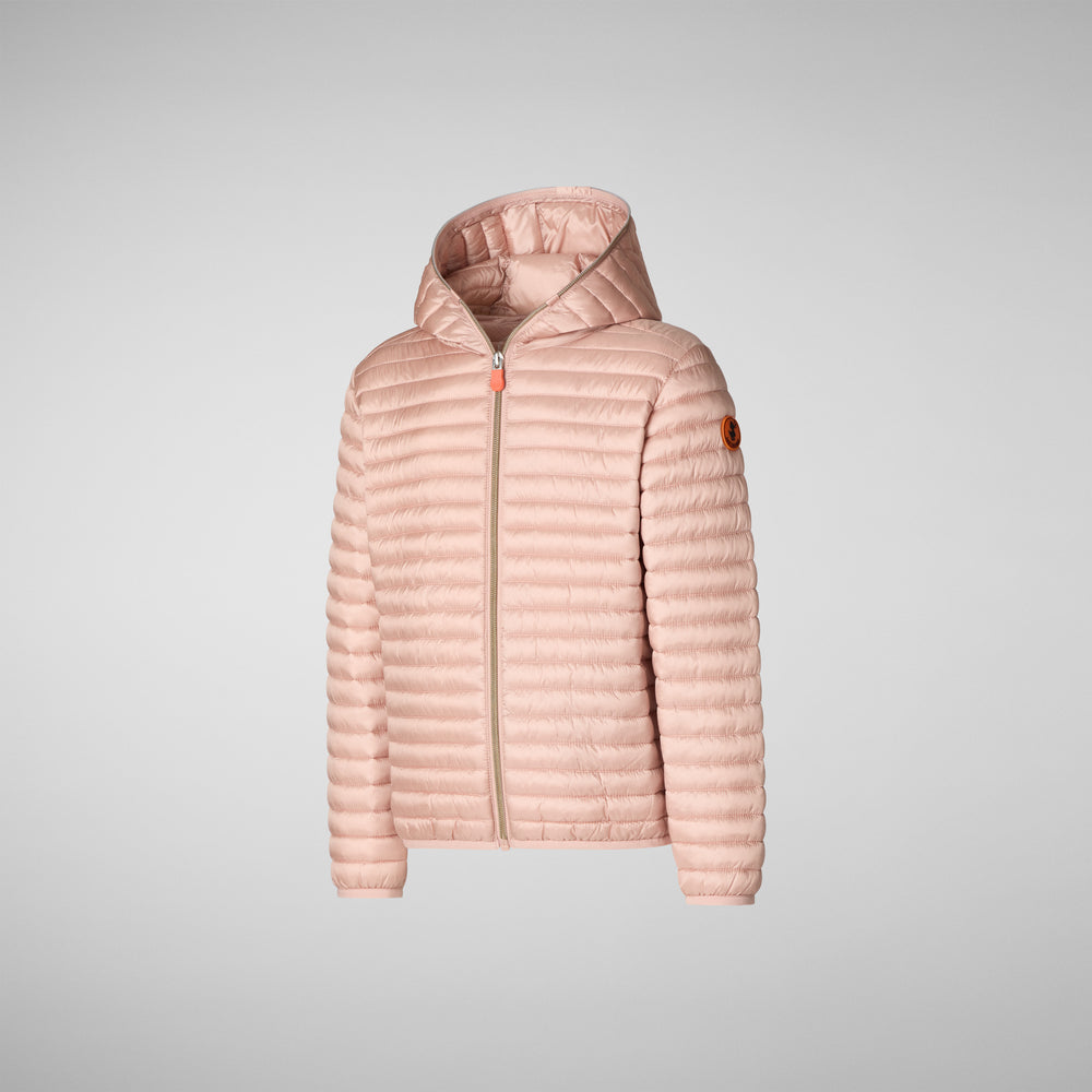 Save the duck PIUMINO ANIMAL FREE CON CAPPUCCIO BAMBINA ROSY rosa cipria Sconto