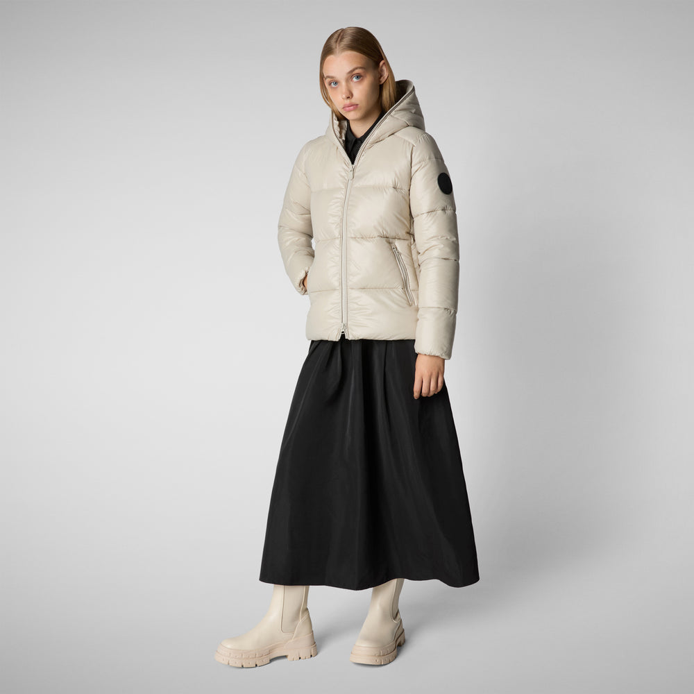 Save the duck PIUMINO ANIMAL FREE CON CAPPUCCIO DONNA LOIS RAINY BEIGE Outlet