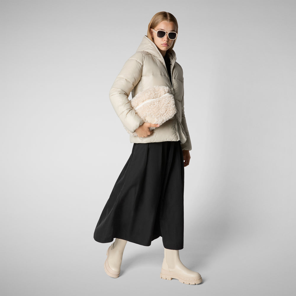 Save the duck PIUMINO ANIMAL FREE CON CAPPUCCIO DONNA LOIS RAINY BEIGE Outlet