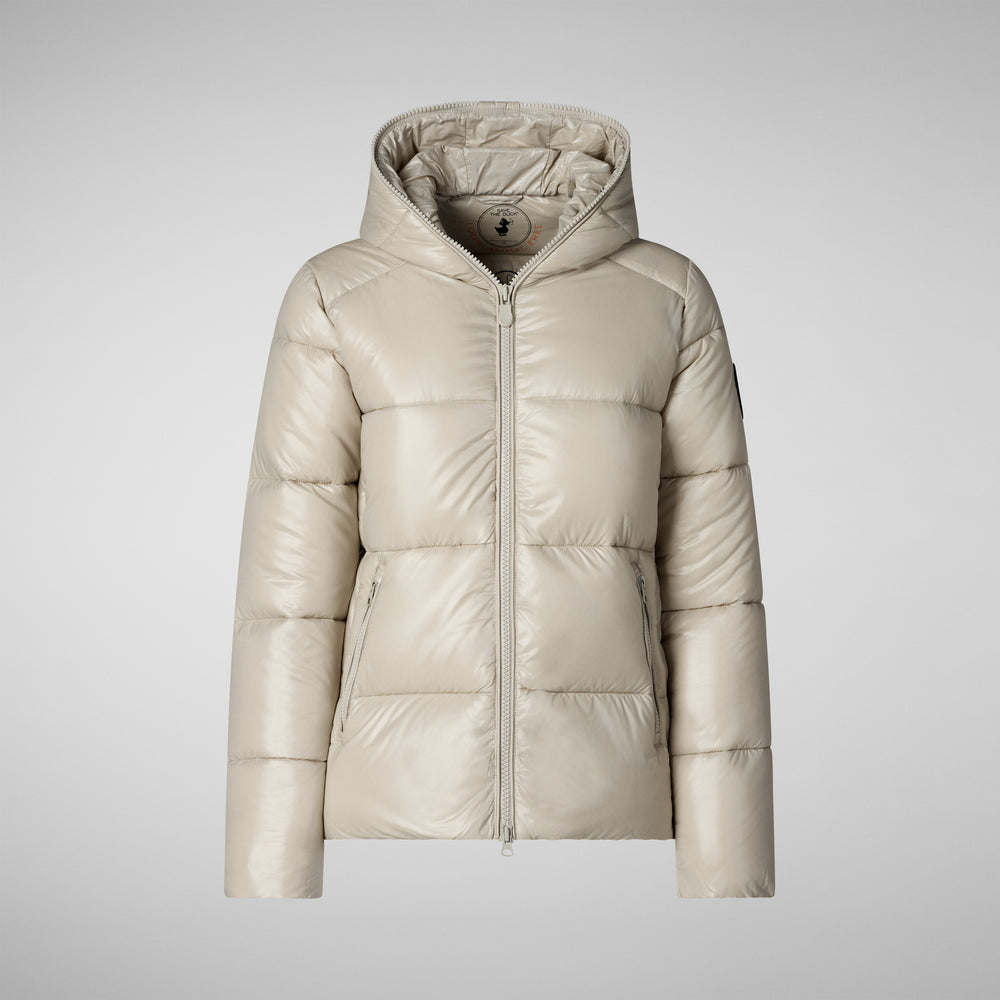 Save the duck PIUMINO ANIMAL FREE CON CAPPUCCIO DONNA LOIS RAINY BEIGE Outlet