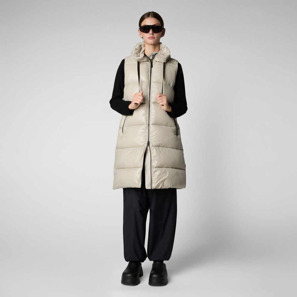 Save the duck GILET CON CAPPUCCIO DONNA IRIA RAINY BEIGE In Vendita