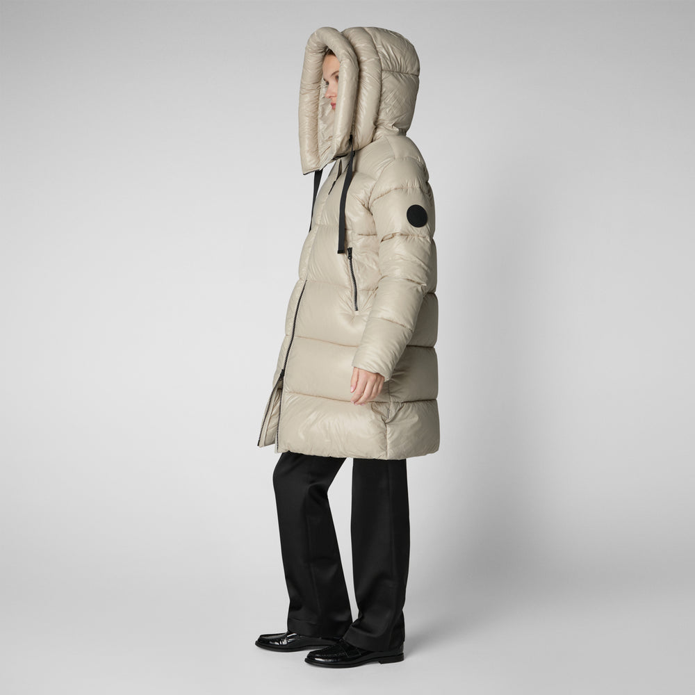 Save the duck PIUMINO ANIMAL FREE CON CAPPUCCIO DONNA ISABEL RAINY BEIGE Saldi