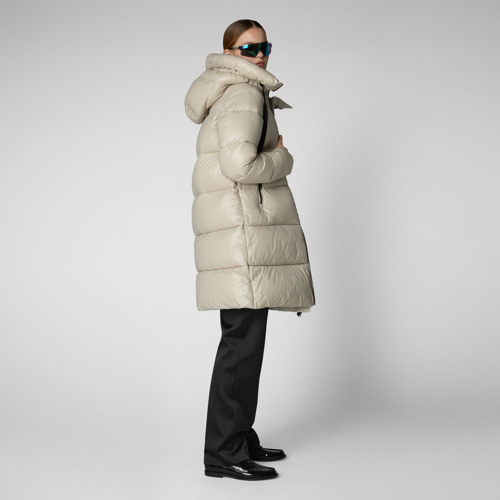 Save the duck PIUMINO ANIMAL FREE CON CAPPUCCIO DONNA ISABEL RAINY BEIGE Saldi