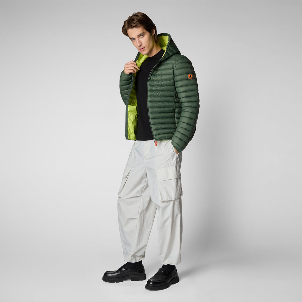 Save the duck PIUMINO ANIMAL FREE CON CAPPUCCIO UOMO DONALD VERDE TIMO Pezzi Unici