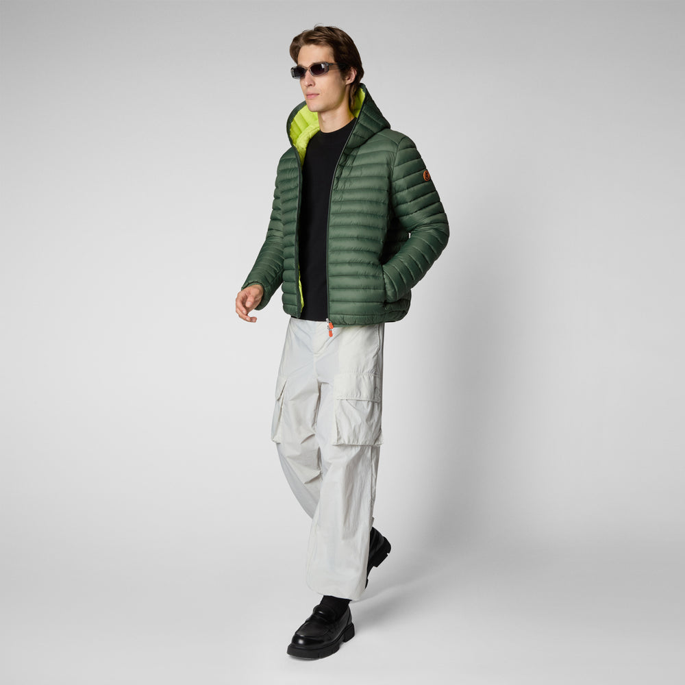 Save the duck PIUMINO ANIMAL FREE CON CAPPUCCIO UOMO DONALD VERDE TIMO Pezzi Unici