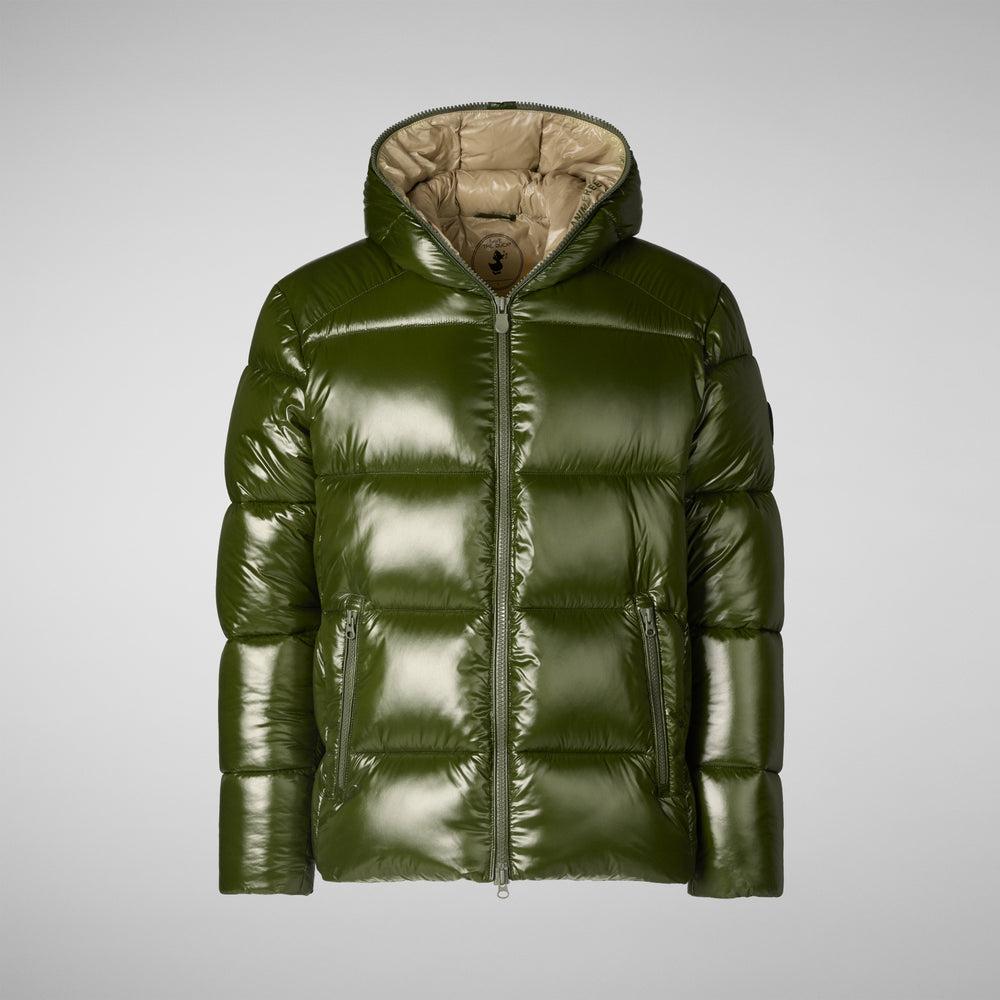 Save the duck PIUMINO ANIMAL FREE CON CAPPUCCIO UOMO EDGARD VERDE BOSCO Prezzo Ridotto