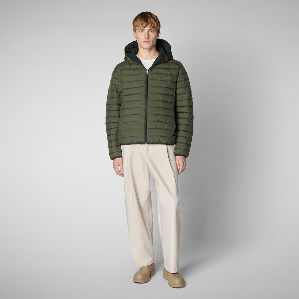 Save the duck MAN'S ANIMAL FREE PUFFER JACKET EZRA VERDE NERO Sottocosto