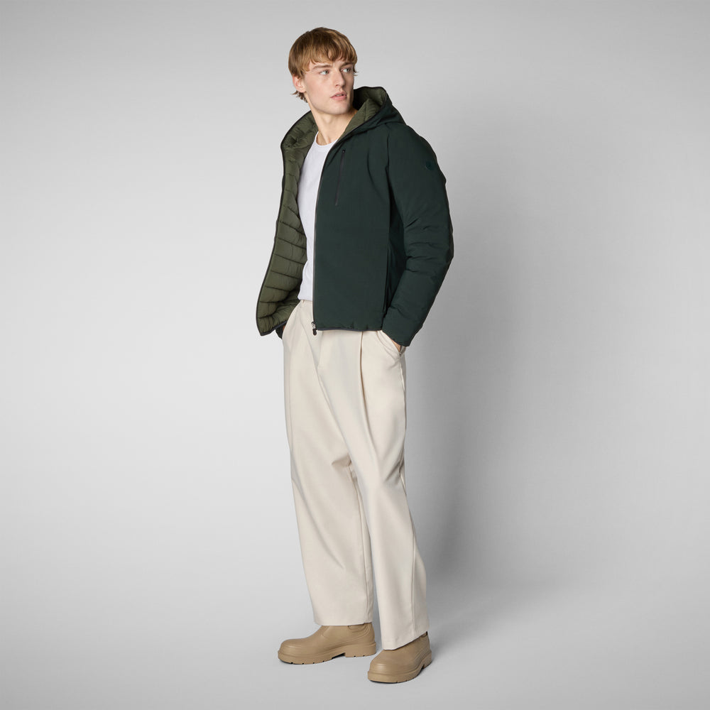 Save the duck MAN'S ANIMAL FREE PUFFER JACKET EZRA VERDE NERO Sottocosto