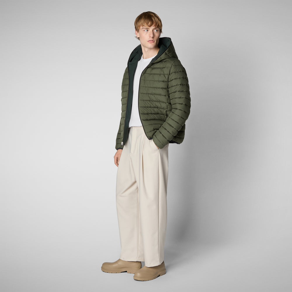 Save the duck MAN'S ANIMAL FREE PUFFER JACKET EZRA VERDE NERO Sottocosto