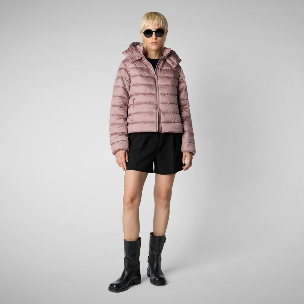 Save the duck PIUMINO ANIMAL FREE CON CAPPUCCIO DONNA LIANA ROSA ANTICO Vendita Calda