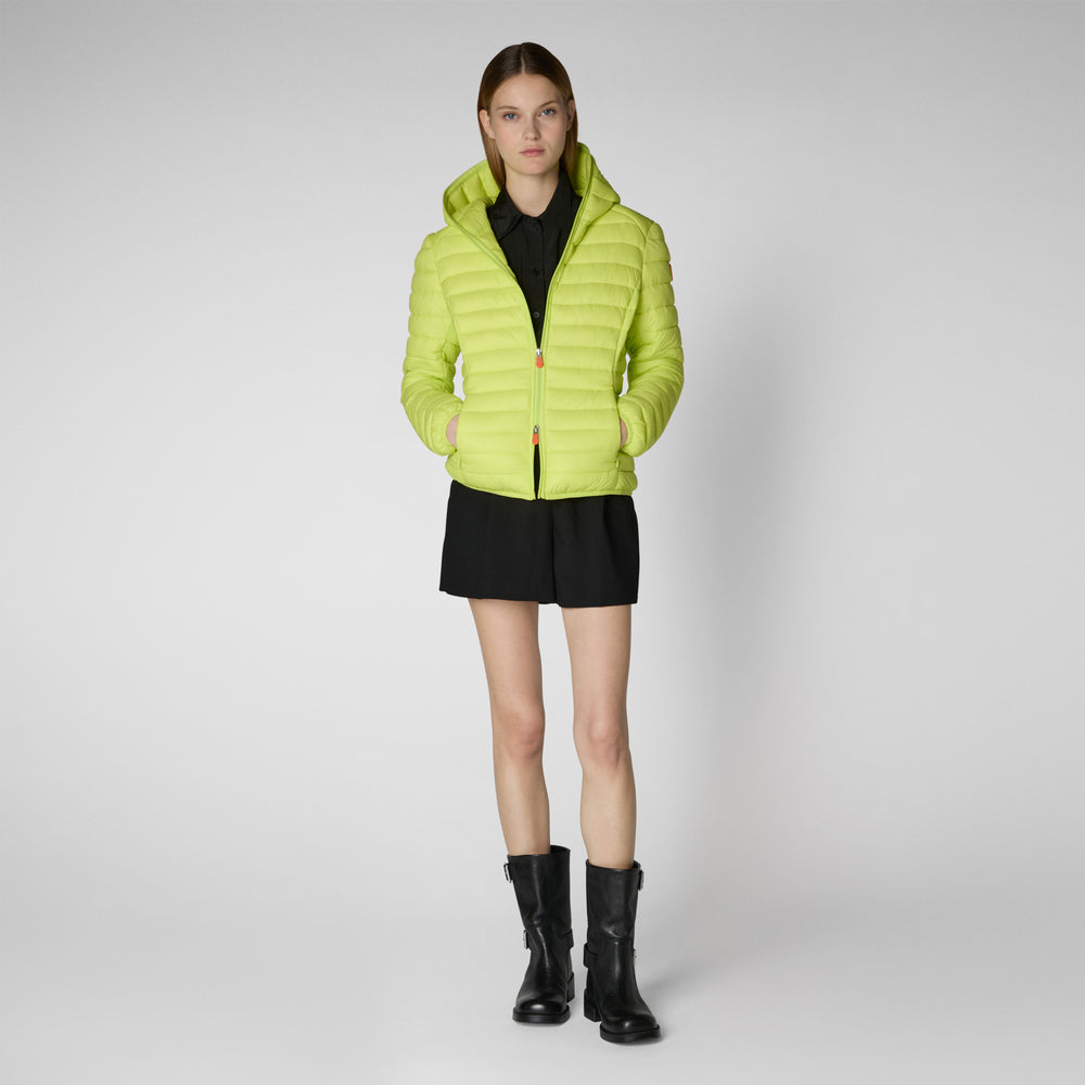 Save the duck PIUMINO ANIMAL FREE CON CAPPUCCIO DONNA DAISY VERDE LIME