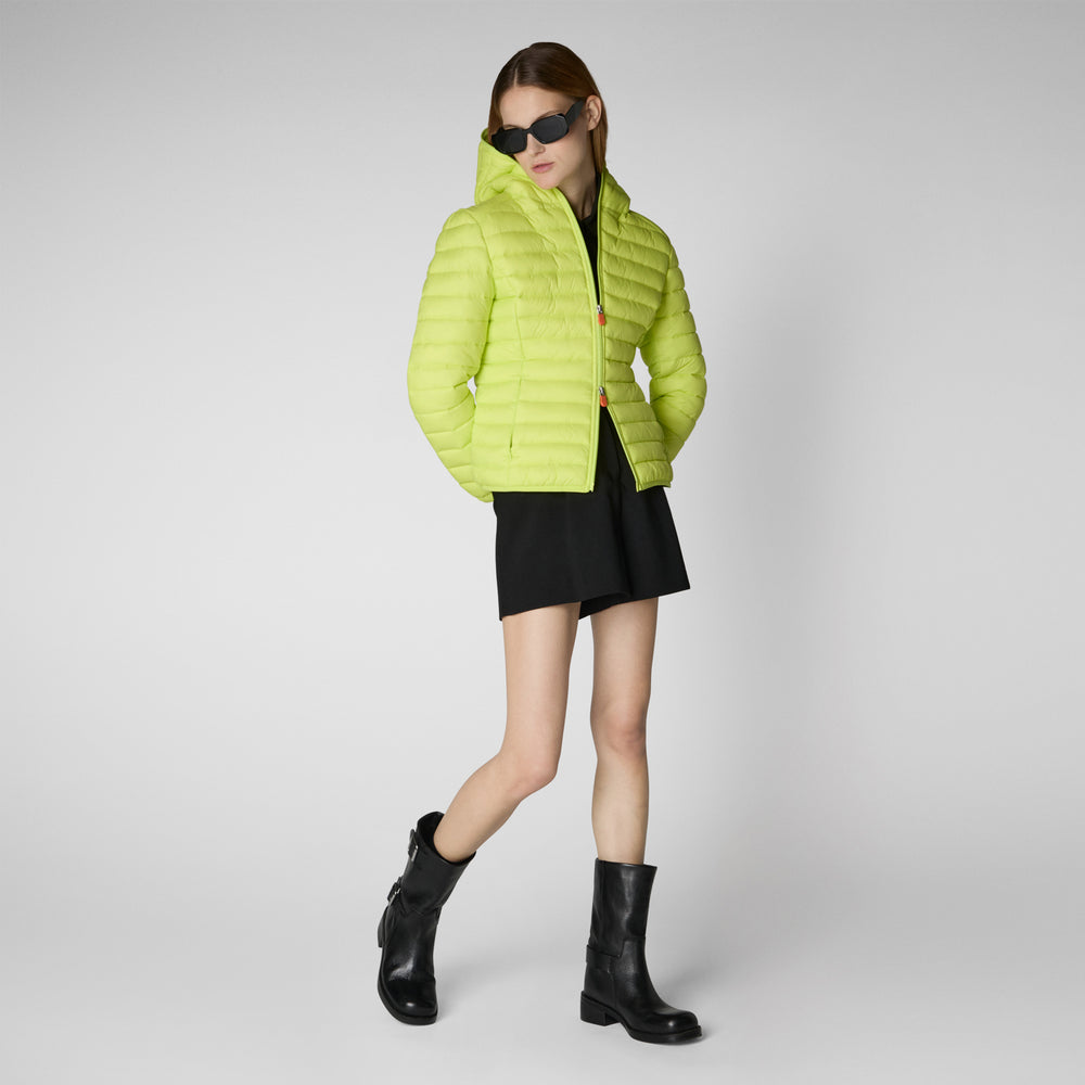 Save the duck PIUMINO ANIMAL FREE CON CAPPUCCIO DONNA DAISY VERDE LIME Moda