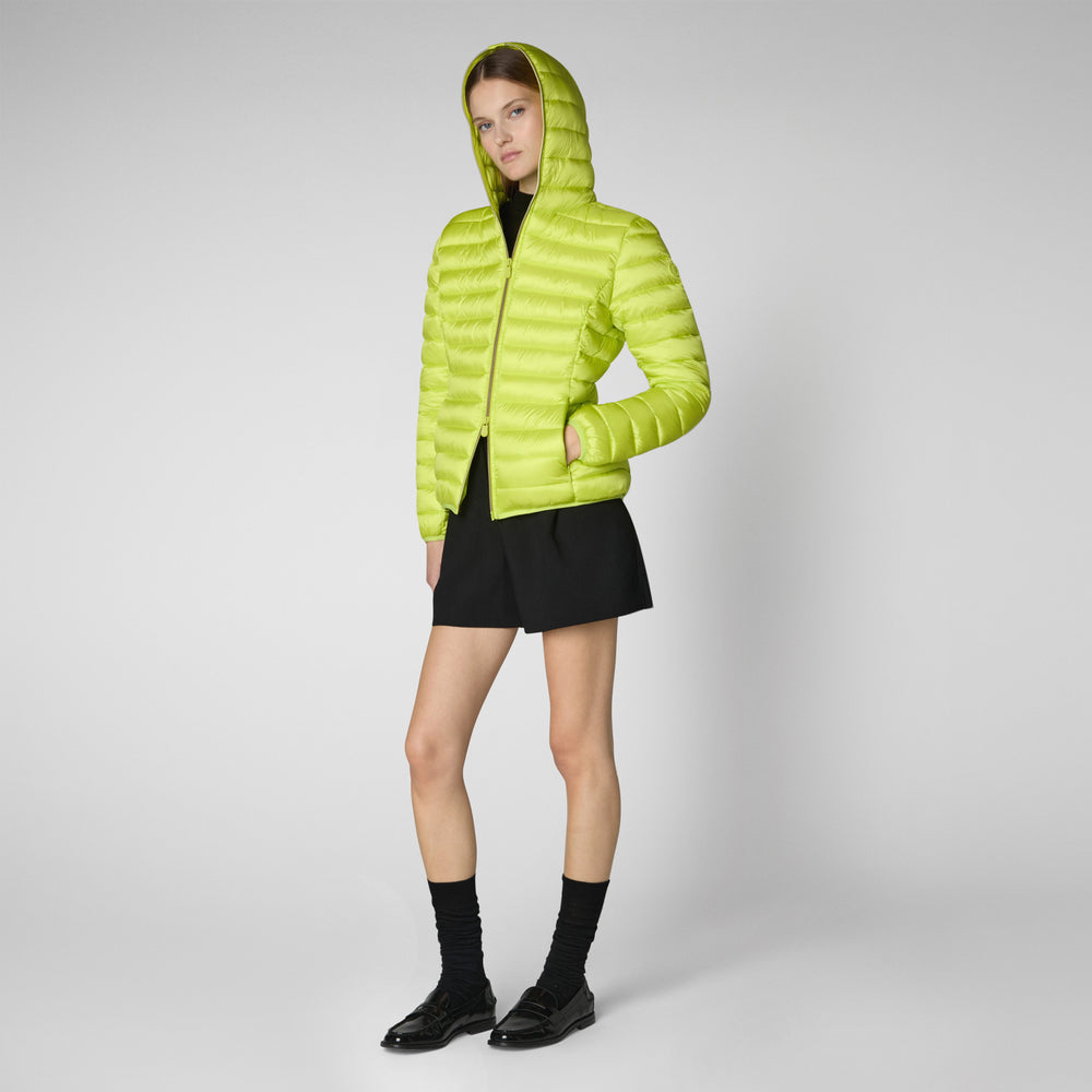 Save the duck PIUMINO ANIMAL FREE CON CAPPUCCIO DONNA ALEXIS VERDE LIME 2025