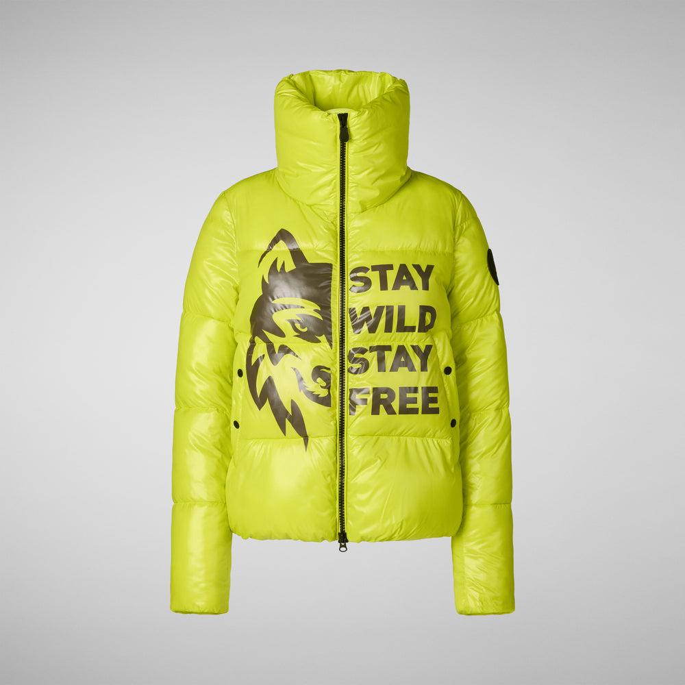 Save the duck GIACCA DONNA IVY VERDE LIME WOLF PRINT 2025