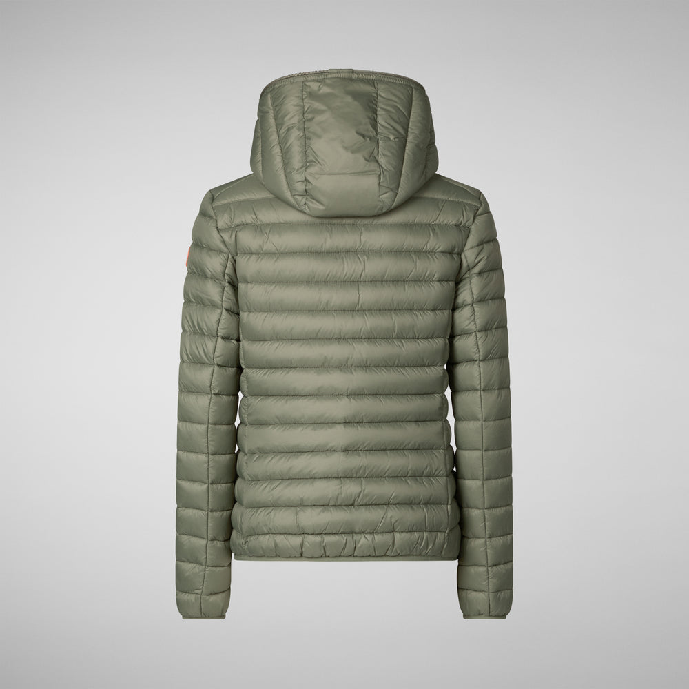 Save the duck PIUMINO ANIMAL FREE CON CAPPUCCIO DONNA DAISY VERDE LIME Nuovo
