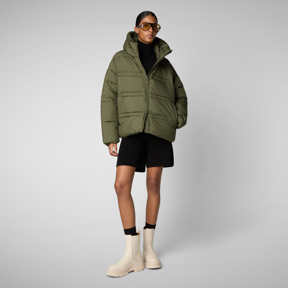 Save the duck PIUMINO ANIMAL FREE CON CAPPUCCIO DONNA KERI VERDE FORESTA Spedizione Gratuita
