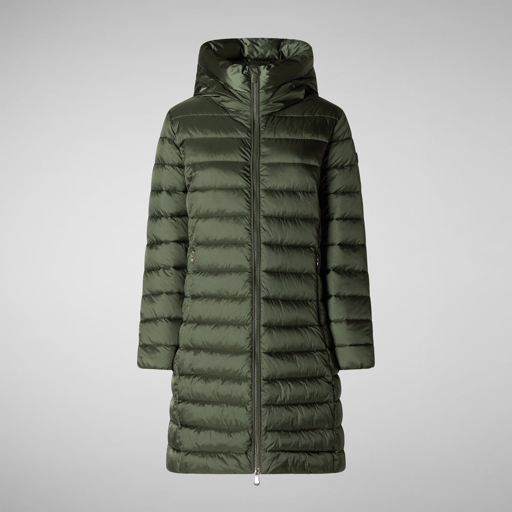 Save the duck PIUMINO ANIMAL FREE CON CAPPUCCIO DONNA SAFFRON VERDE TIMO Soddisfazione Garantita